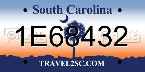 1E68432 South Carolina License Plate