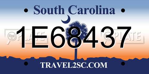 1E68437 South Carolina License Plate