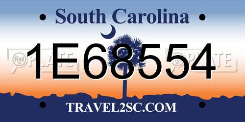 1E68554 South Carolina License Plate