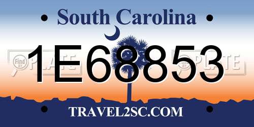 1E68853 South Carolina License Plate