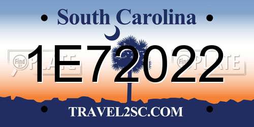 1E72022 South Carolina License Plate