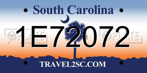 1E72072 South Carolina License Plate