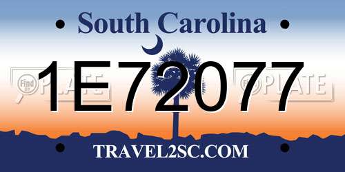 1E72077 South Carolina License Plate
