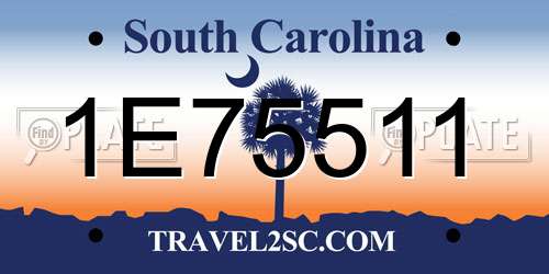 1E75511 South Carolina License Plate