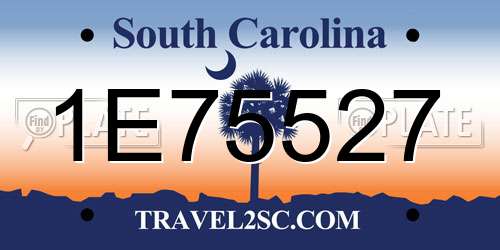 1E75527 South Carolina License Plate