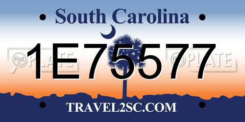 1E75577 South Carolina License Plate