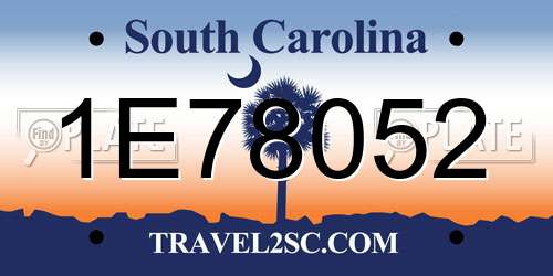 1E78052 South Carolina License Plate