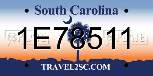 1E78511 South Carolina License Plate