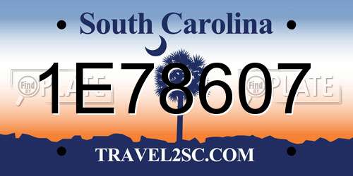 1E78607 South Carolina License Plate