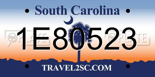 1E80523 South Carolina License Plate