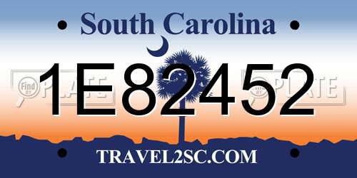 1E82452 South Carolina License Plate