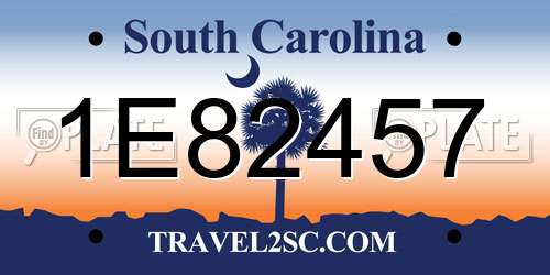 1E82457 South Carolina License Plate