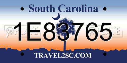 1E83765 South Carolina License Plate
