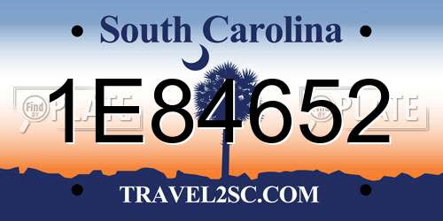 1E84652 South Carolina License Plate