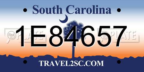 1E84657 South Carolina License Plate
