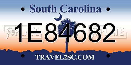 1E84682 South Carolina License Plate