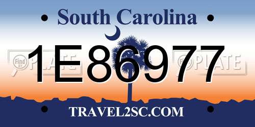 1E86977 South Carolina License Plate