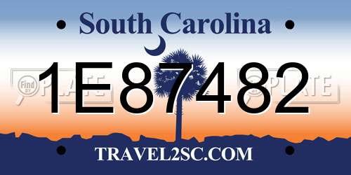 1E87482 South Carolina License Plate