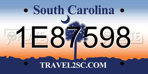 1E87598 South Carolina License Plate