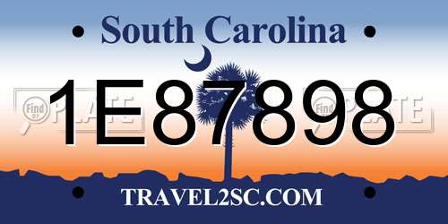 1E87898 South Carolina License Plate