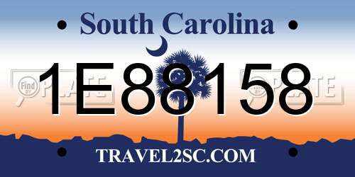 1E88158 South Carolina License Plate