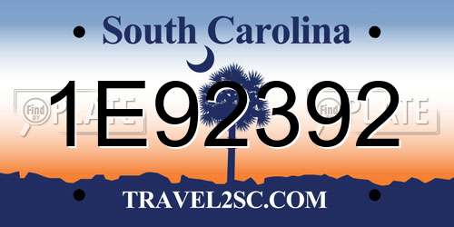 1E92392 South Carolina License Plate