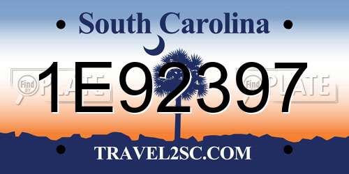 1E92397 South Carolina License Plate