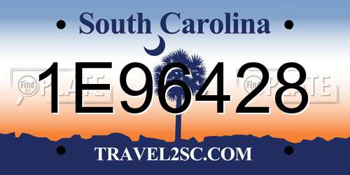1E96428 South Carolina License Plate