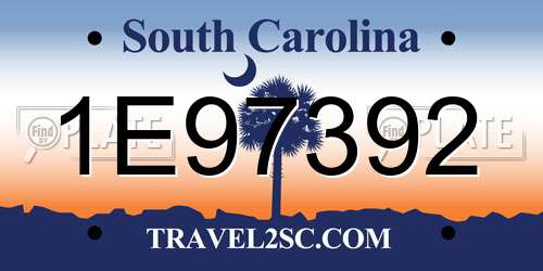 1E97392 South Carolina License Plate