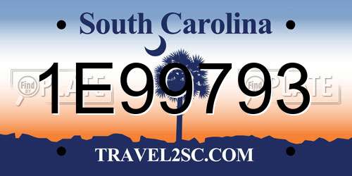 1E99793 South Carolina License Plate