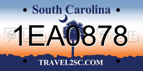 1EA0878 South Carolina License Plate