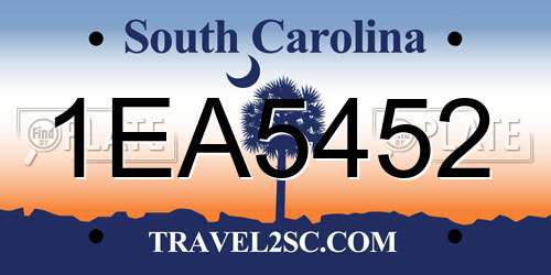 1EA5452 South Carolina License Plate