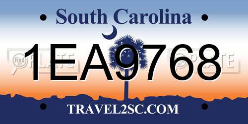 1EA9768 South Carolina License Plate