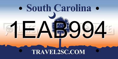 1EAB994 South Carolina License Plate