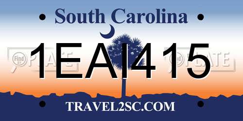 1EAI415 South Carolina License Plate