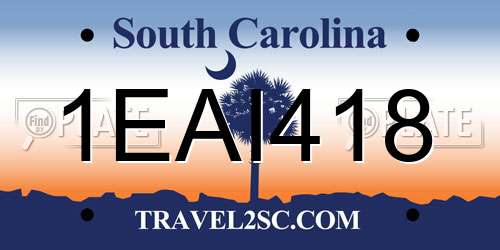 1EAI418 South Carolina License Plate