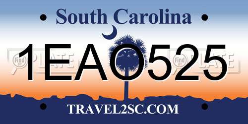 1EAO525 South Carolina License Plate