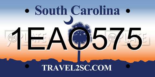 1EAO575 South Carolina License Plate