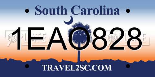 1EAO828 South Carolina License Plate