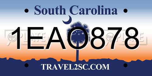 1EAO878 South Carolina License Plate