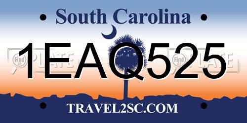 1EAQ525 South Carolina License Plate