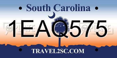 1EAQ575 South Carolina License Plate
