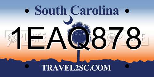1EAQ878 South Carolina License Plate