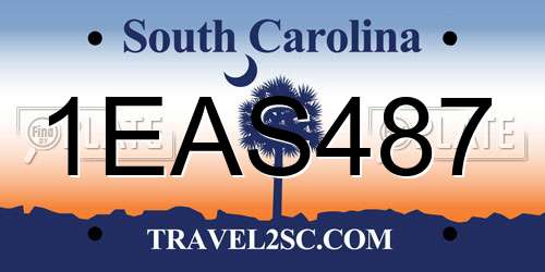 1EAS487 South Carolina License Plate