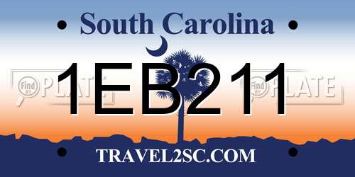 1EB211 South Carolina License Plate