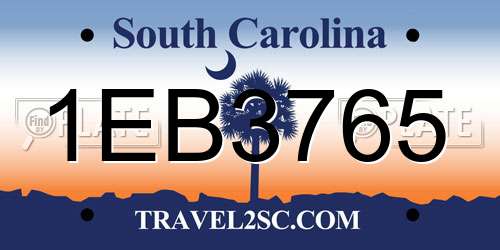 1EB3765 South Carolina License Plate