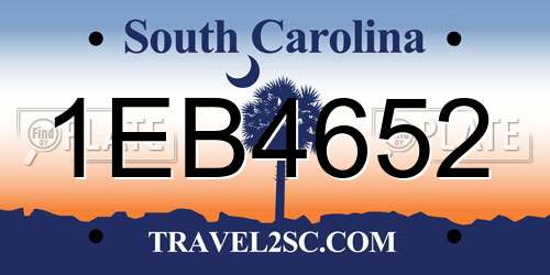 1EB4652 South Carolina License Plate