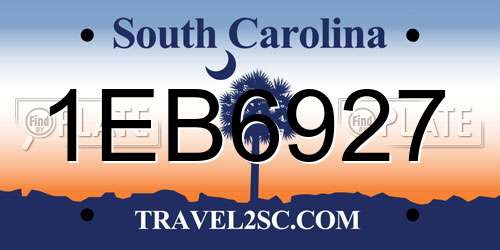 1EB6927 South Carolina License Plate