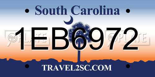 1EB6972 South Carolina License Plate