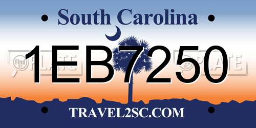 1EB7250 South Carolina License Plate